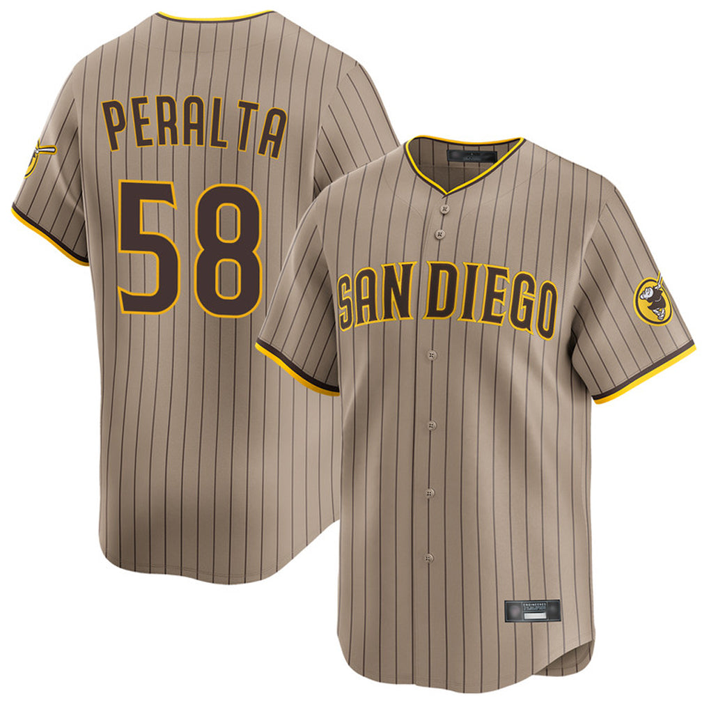 Rebec S.Diego Padres #58 Wandy Peralta Player Khaki Home Limited Stitched Jerseys