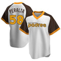 Rebec S.Diego Padres #58 Wandy Peralta Player White Home Cooperstown Collection Replica Game Stitched Jerseys