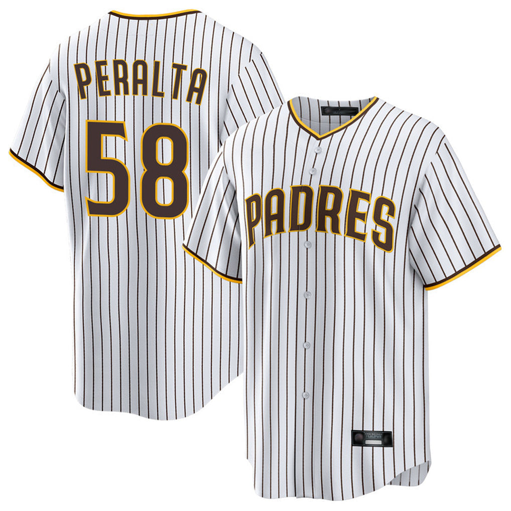 Rebec S.Diego Padres #58 Wandy Peralta Player White Home Game Stitched Jerseys
