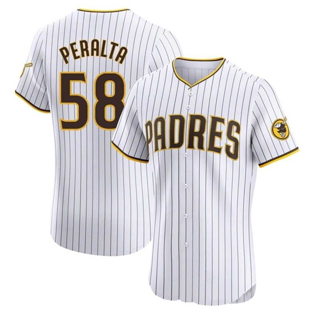 Rebec S.Diego Padres #58 Wandy Peralta Player White Limited Home Elite Stitched Jerseys