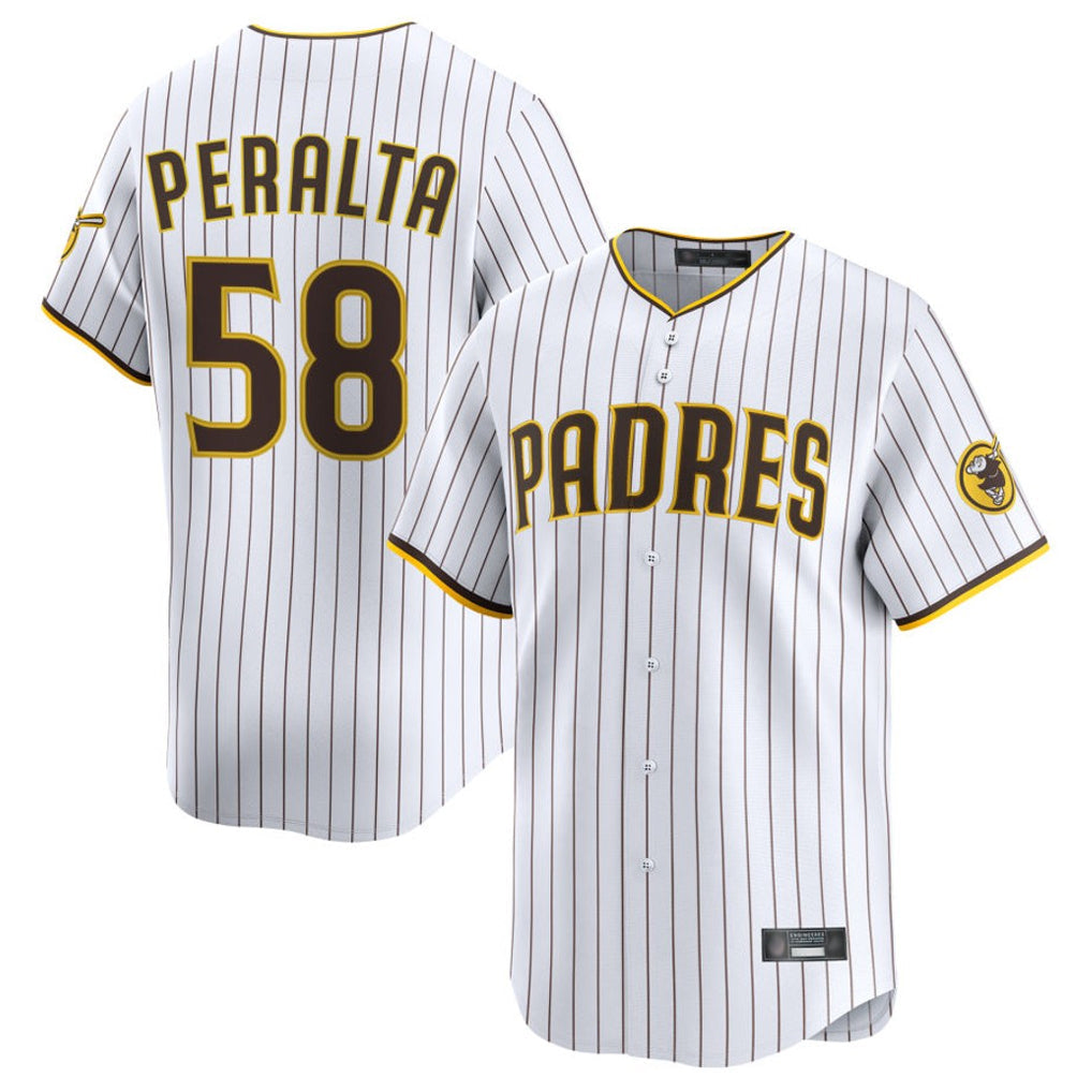 Rebec S.Diego Padres #58 Wandy Peralta Player White Limited Home Stitched Jerseys
