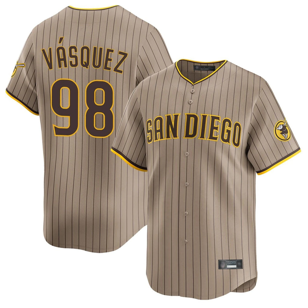 Rebec S.Diego Padres #98 Randy Vasquez Player Khaki Home Limited Stitched Jerseys