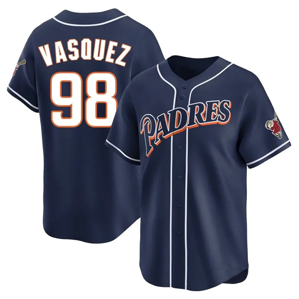 Rebec S.Diego Padres #98 Randy Vasquez Player Navy Cooperstown Collection Limited Home Stitched Jerseys