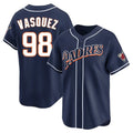Rebec S.Diego Padres #98 Randy Vasquez Player Navy Cooperstown Collection Limited Home Stitched Jerseys