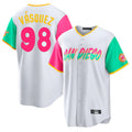 Rebec S.Diego Padres #98 Randy Vasquez Player White City Connect Home Game Stitched Jerseys
