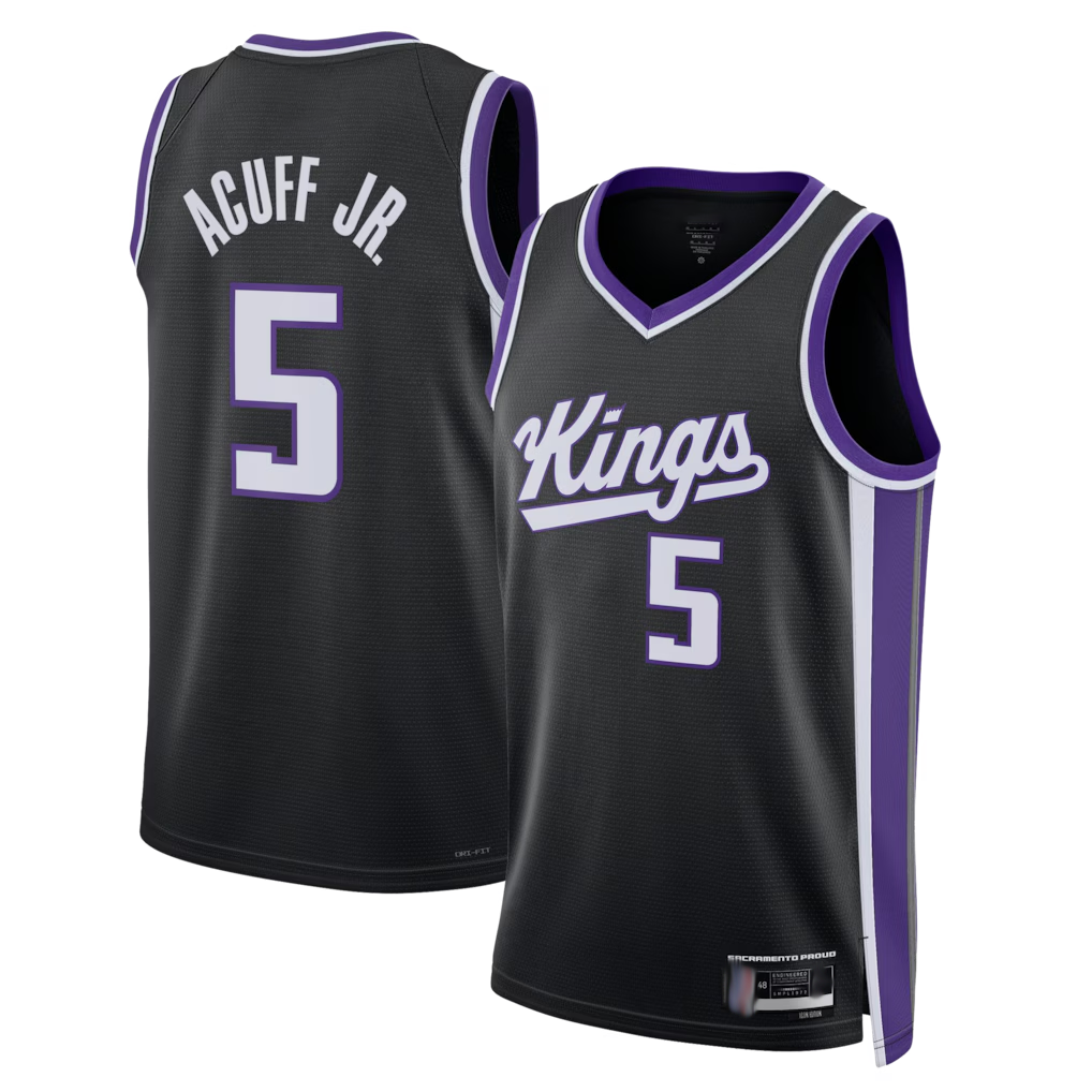 Rebec S.Kings #5 Darius Acuff Jr. Black Swingman Jerseys - Icon Edition