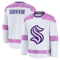 Rebec S.Kraken White Hockey Fights Cancer Survivor Practice Jerseys