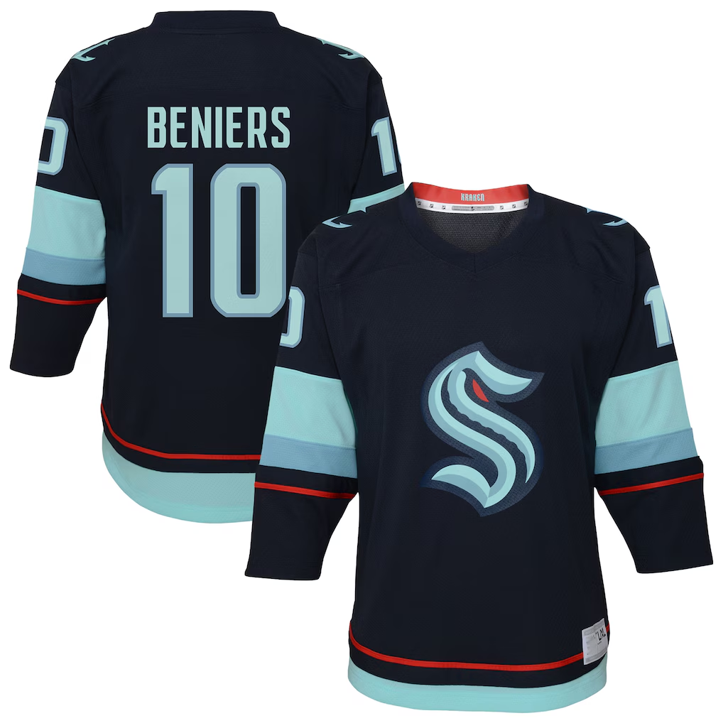 Rebec S.Kraken #10 Matty Beniers Navy Alternate Replica Player Jerseys