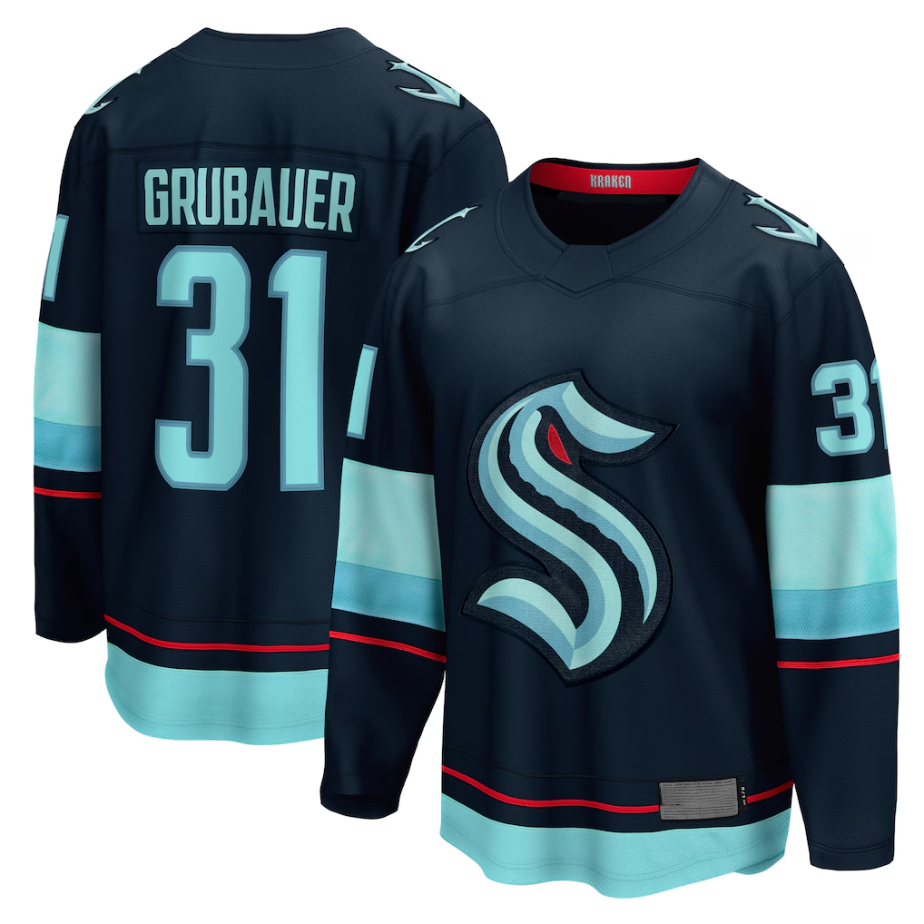 Rebec S.Kraken #31 Philipp Grubauer Navy Home Breakaway Player Jerseys