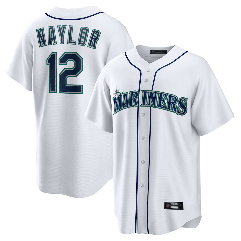 Rebec S.Mariners #12 Josh Naylor Player White Home Game Stitched Jerseys