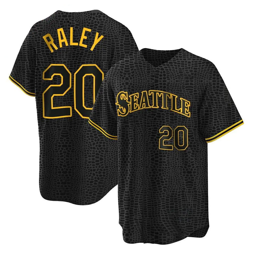 Rebec S.Mariners #20 Luke Raley Player Black Snake Skin City Home Limited Stitched Jerseys
