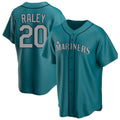 Rebec S.Mariners #20 Luke Raley Player Teal Home Game Stitched Jerseys