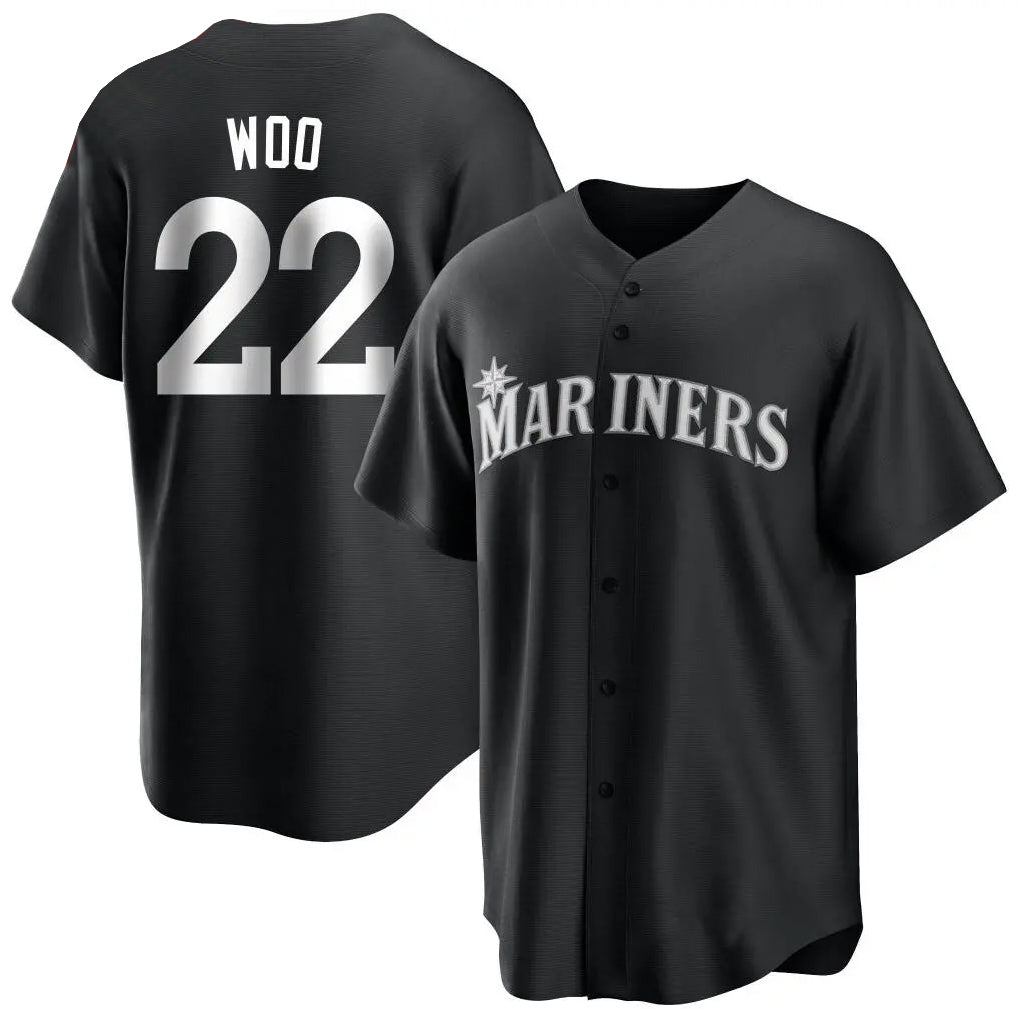 Rebec S.Mariners #22 Bryan Woo Player Black Home Limited Stitched Jerseys