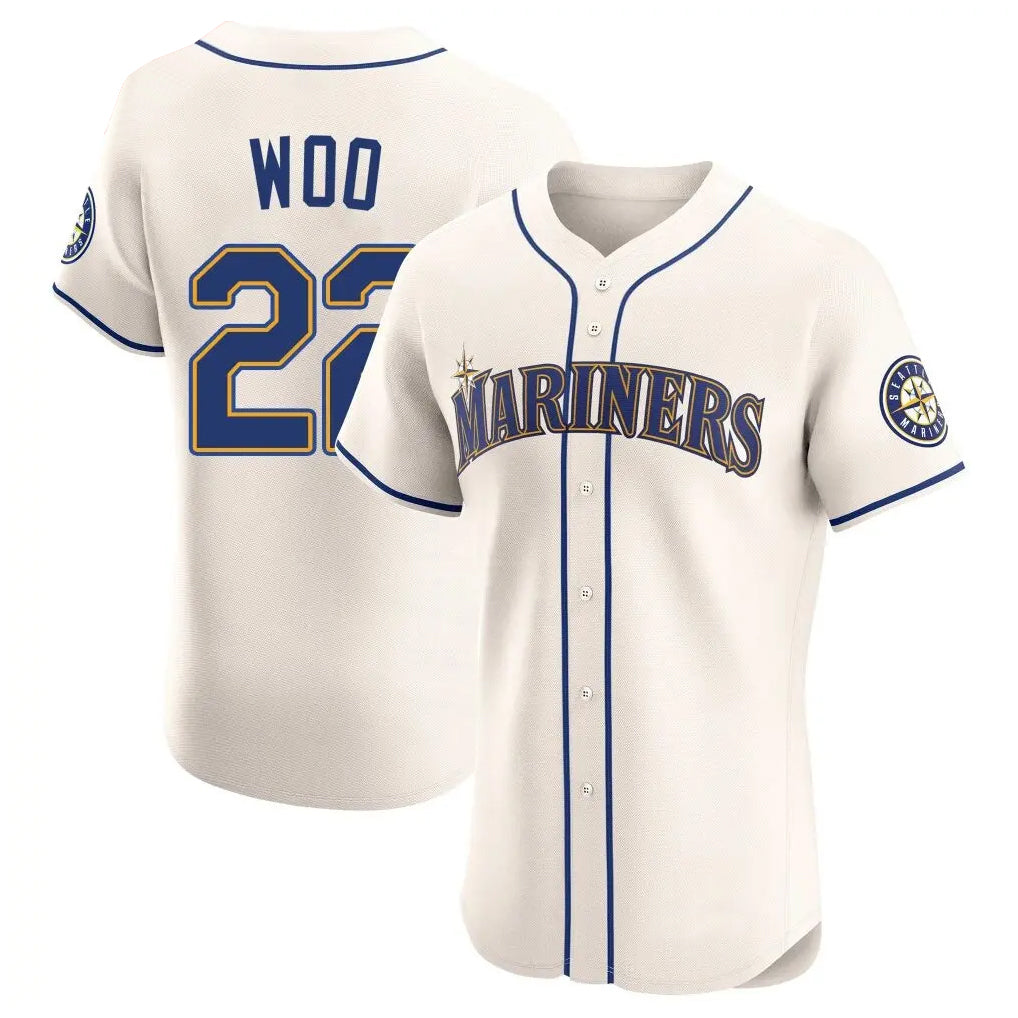 Rebec S.Mariners #22 Bryan Woo Player Cream Home Limited Elite Stitched Jerseys