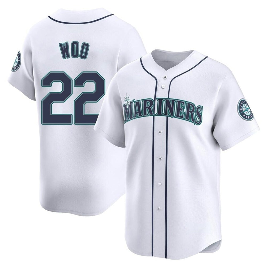 Rebec S.Mariners #22 Bryan Woo Player White Home Limited Stitched Jerseys