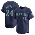 Rebec S.Mariners #24 Ken Griffey Jr Player Navy Home Limited Stitched Jerseys