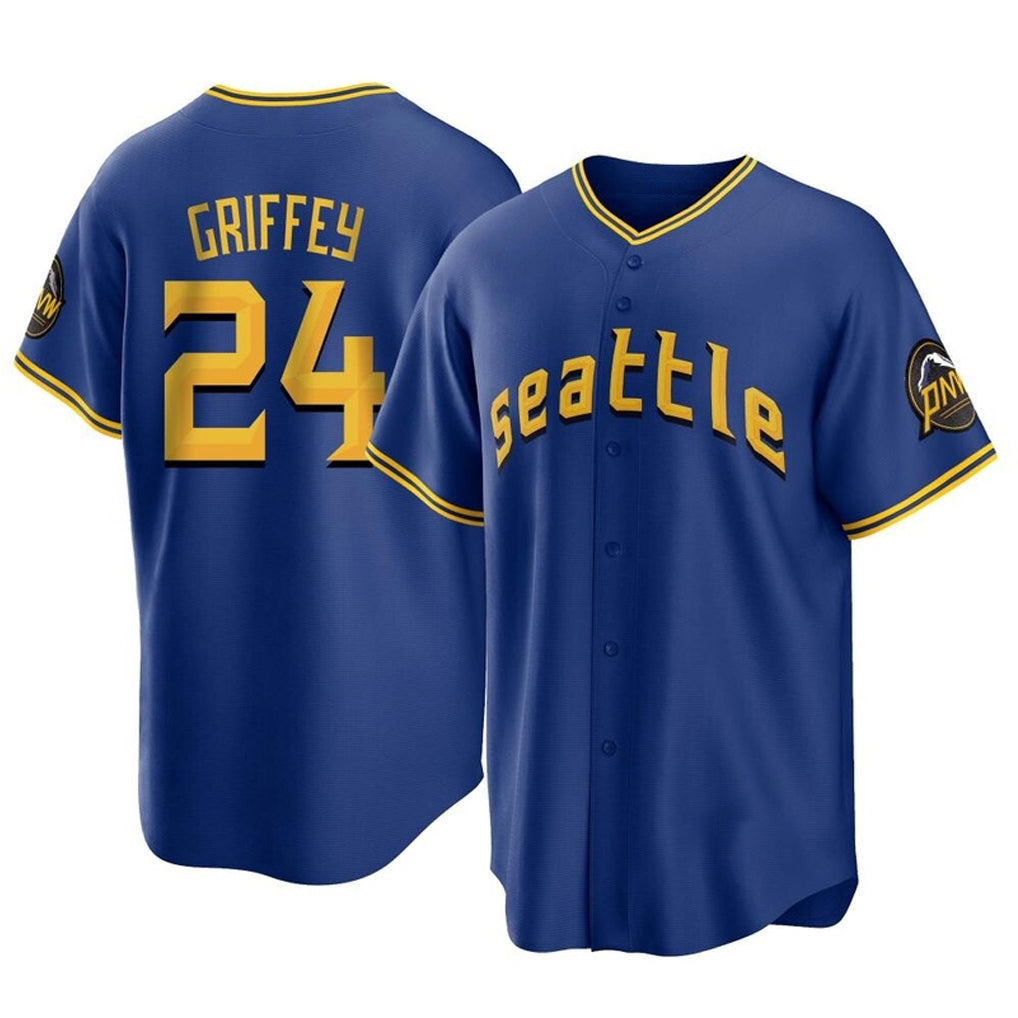 Rebec S.Mariners #24 Ken Griffey Jr Player Royal City Connect Home Game Stitched Jerseys