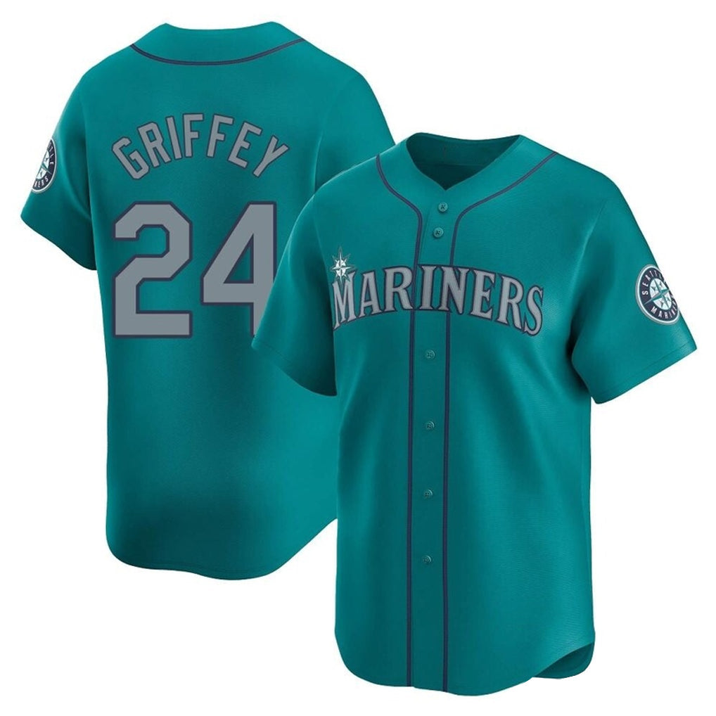 Rebec S.Mariners #24 Ken Griffey Jr Player Teal Home Limited Stitched Jerseys