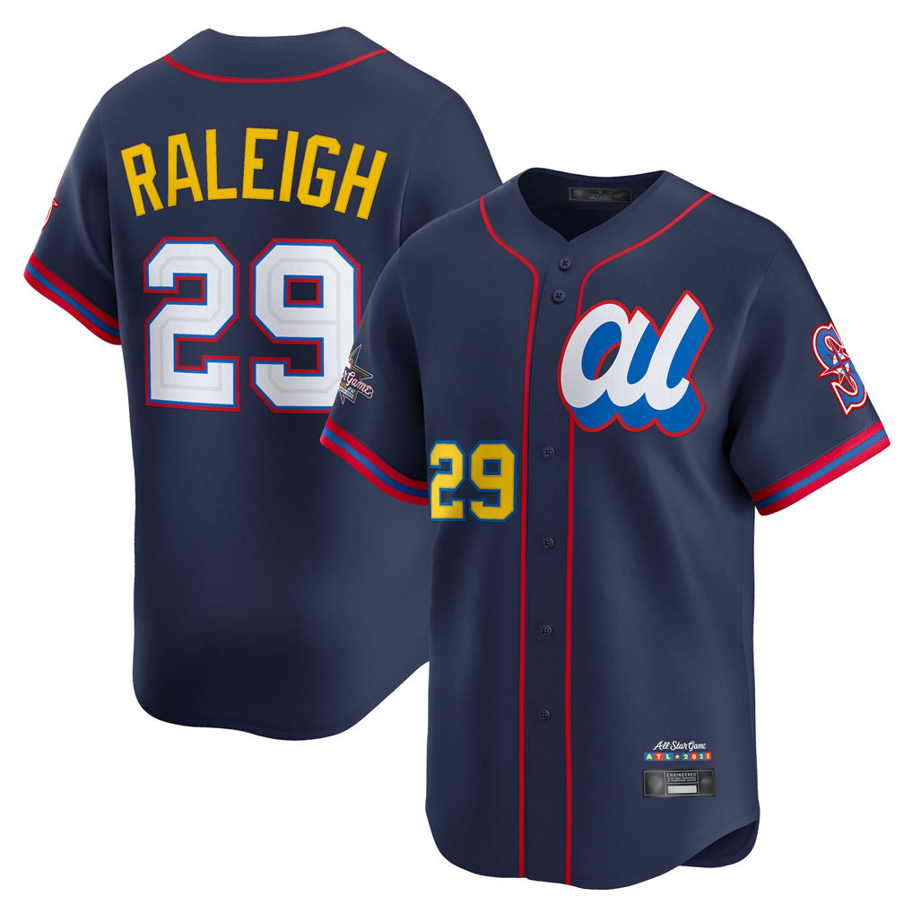 Rebec S.Mariners #29 Cal Raleigh Player Navy American League All-Star Edition Limited Stitched Jerseys
