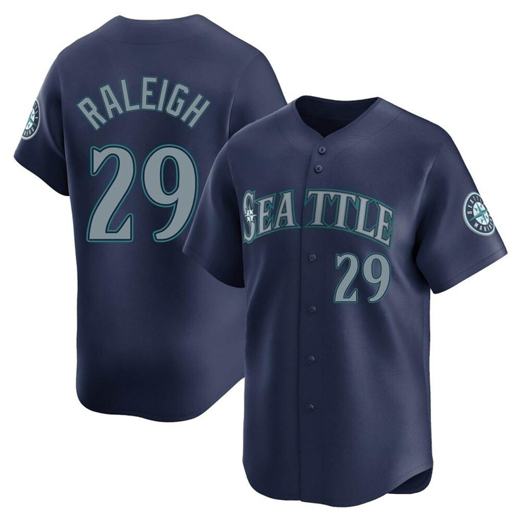 Rebec S.Mariners #29 Cal Raleigh Player Navy Home Limited Stitched Jerseys