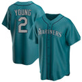 Rebec S.Mariners #2 Cole Young Player Teal Home Game Stitched Jerseys