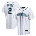 Rebec S.Mariners #2 Cole Young Player White Home Game Stitched Jerseys
