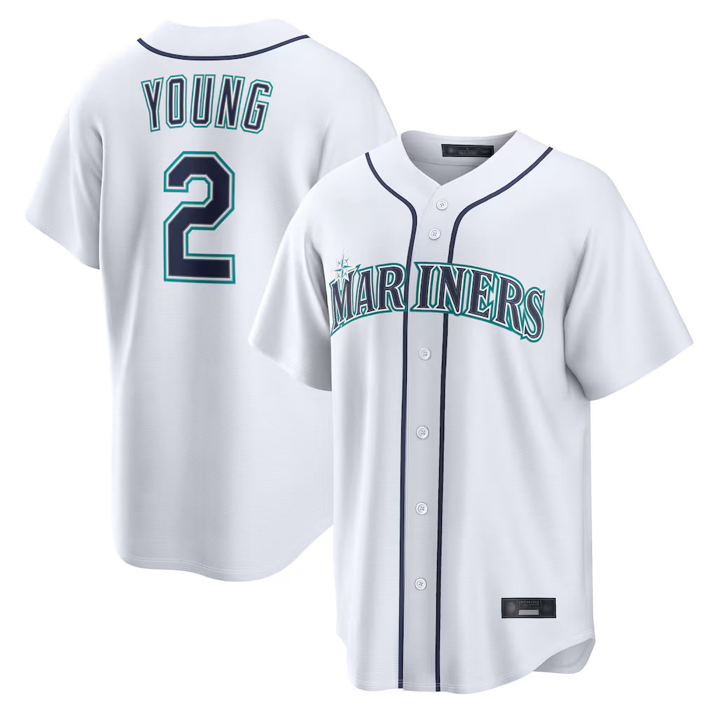 Rebec S.Mariners #2 Cole Young Player White Home Game Stitched Jerseys