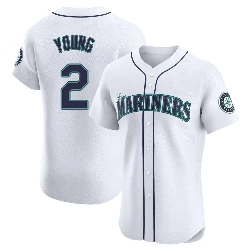Rebec S.Mariners #2 Cole Young Player White Home Limited Elite Stitched Jerseys