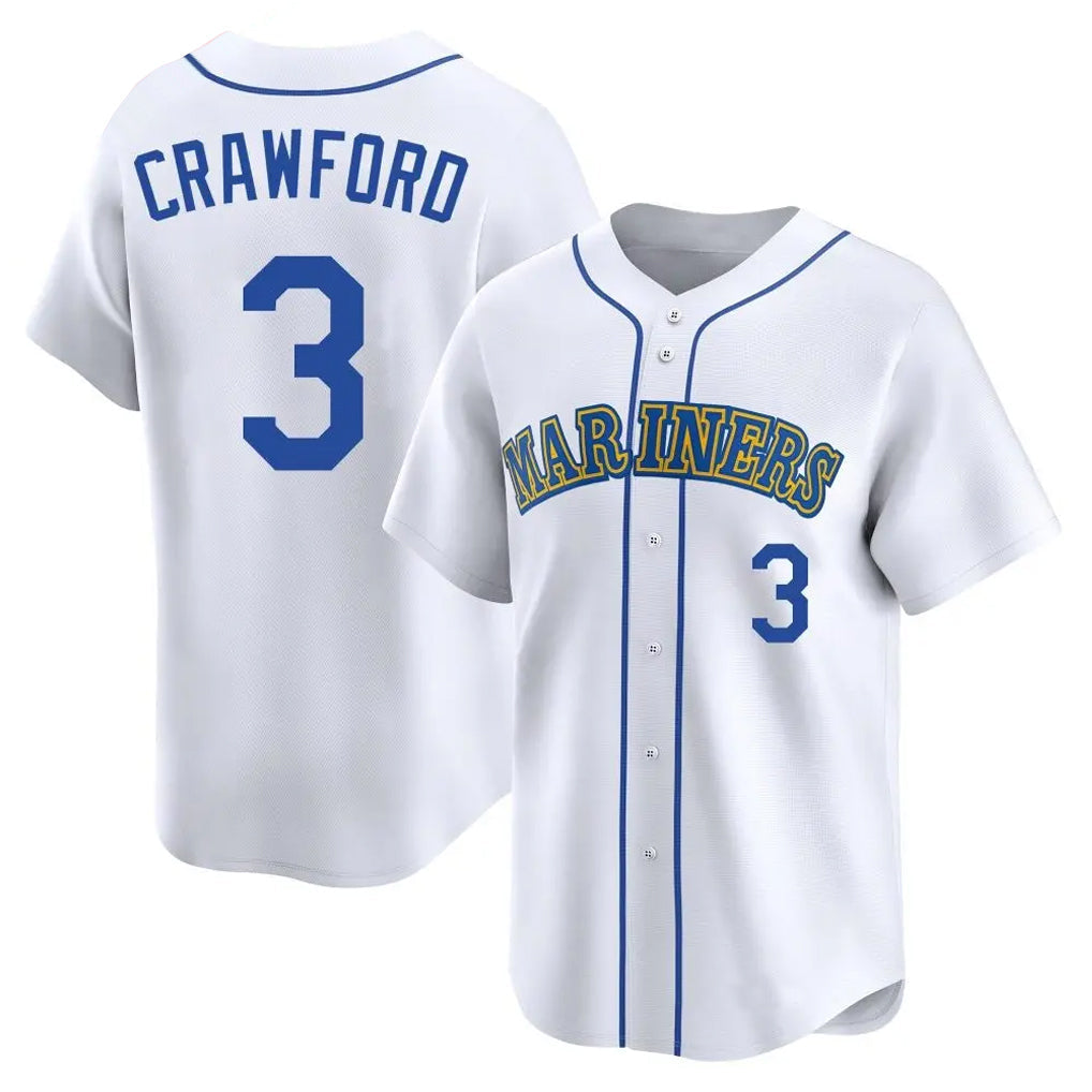 Rebec S.Mariners #3 J.P. Crawford Player White Pitch Fashion Game Stitched Jerseys