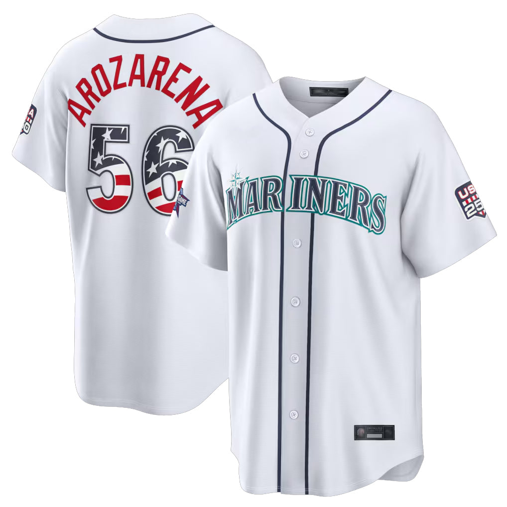 Rebec S.Mariners #56 Randy Arozarena Player White 2026 All-Star Edition Stars & Stripes Home Game Stitched Jerseys