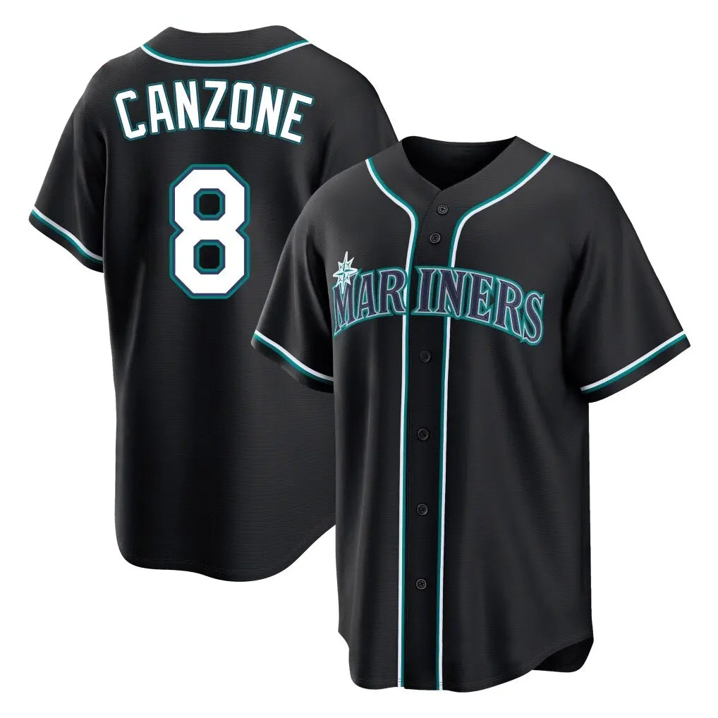 Rebec S.Mariners #8 Dominic Canzone Player Black Fashion Home Limited Stitched Jerseys