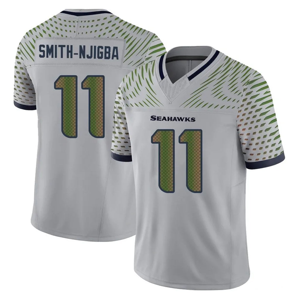 Rebec S.Seahawks #11 Jaxon Smith-Njigba Player Grey Limited 2025 Rivalries Collection Home Game Stitched Jerseys