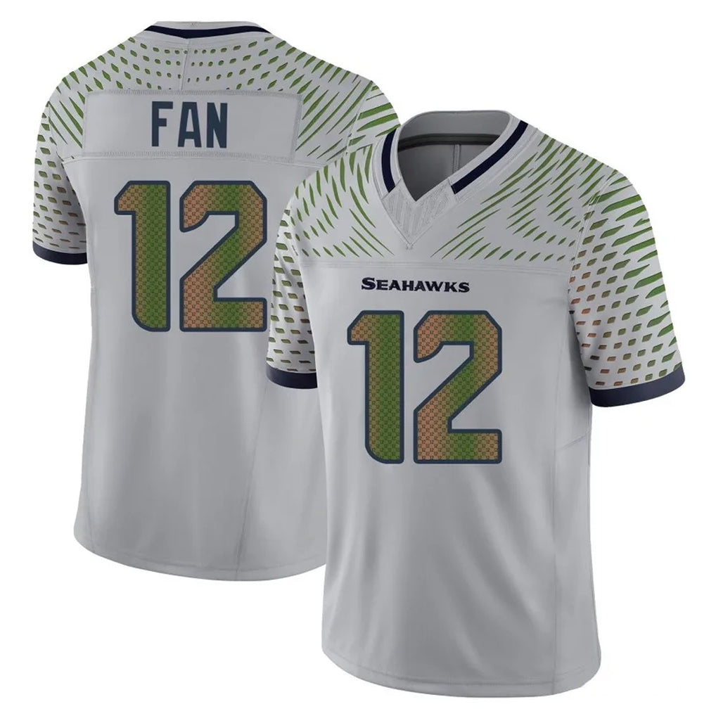 Rebec S.Seahawks #12 12th Fan Player Grey Limited 2025 Rivalries Collection Home Game Stitched Jerseys