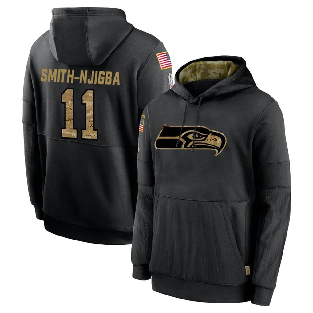 Rebec S.Seahawks #11 Ernest Jones IV Player Black Salute to Service Hoodies Limited Game Stitched Jerseys