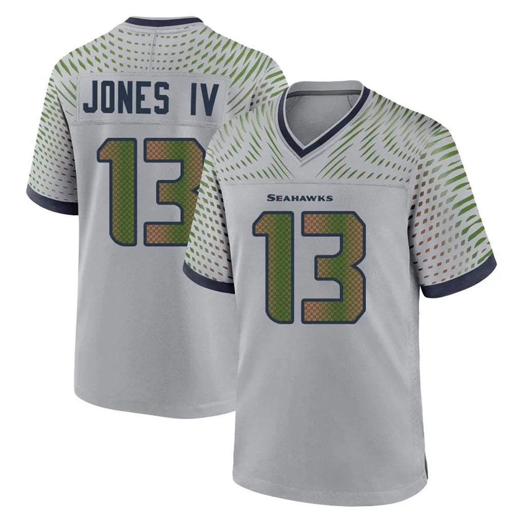 Rebec S.Seahawks #13 Ernest Jones IV Player Grey 2025 Rivalries Collection Home Game Stitched Jerseys