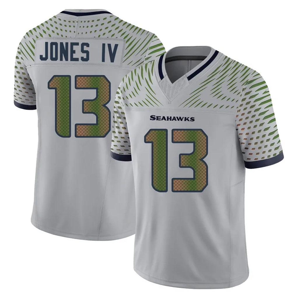 Rebec S.Seahawks #13 Ernest Jones IV Player Grey Limited 2025 Rivalries Collection Home Game Stitched Jerseys