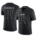 Rebec S.Seahawks #14 Sam Darnold Player Black Limited Reflective Home Game Stitched Jerseys