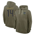 Rebec S.Seahawks #14 Sam Darnold Player Olive Salute to Service Pullover Hoodies Limited Stitched Jerseys