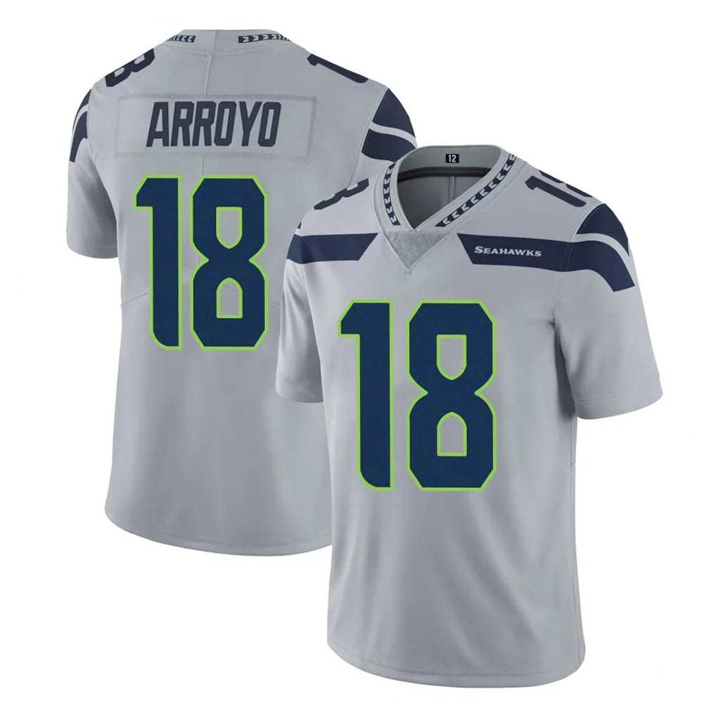 Rebec S.Seahawks #18 Elijah Arroyo Player Gray Limited Vapor Untouchable Home Game Stitched Jerseys