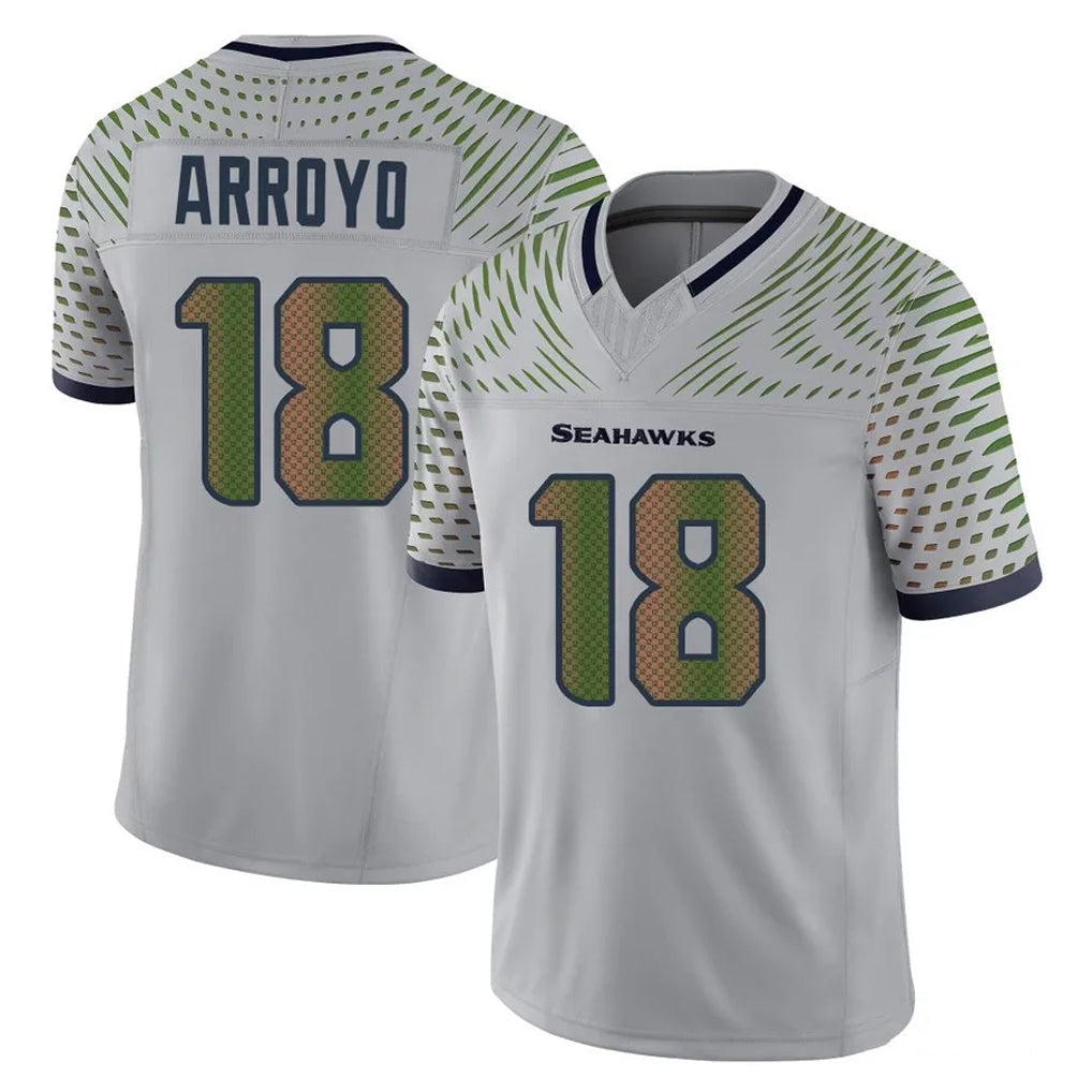 Rebec S.Seahawks #18 Elijah Arroyo Player Grey Limited 2025 Rivalries Collection Home Game Stitched Jerseys