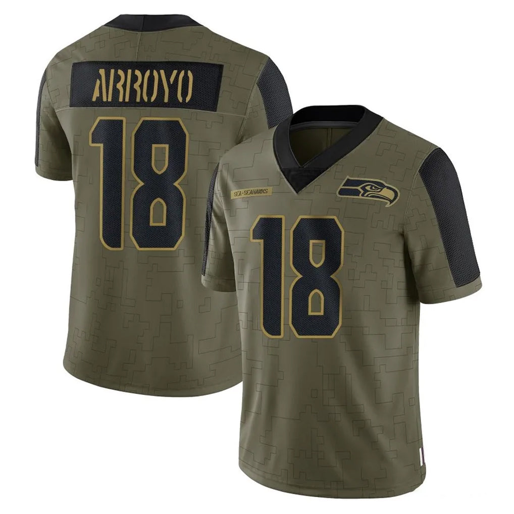 Rebec S.Seahawks #18 Elijah Arroyo Player Olive Salute To Service Limited Game Stitched Jerseys