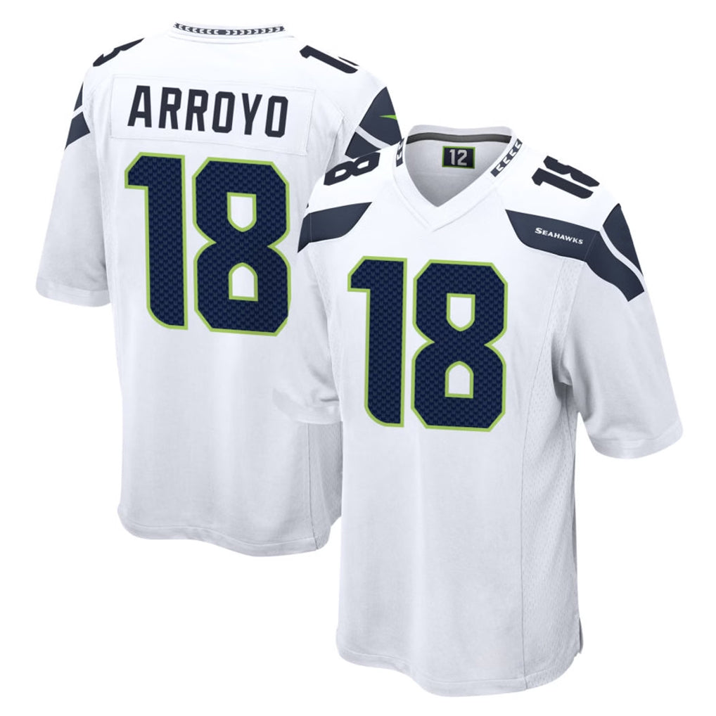 Rebec S.Seahawks #18 Elijah Arroyo Player White Home Game Stitched Jerseys