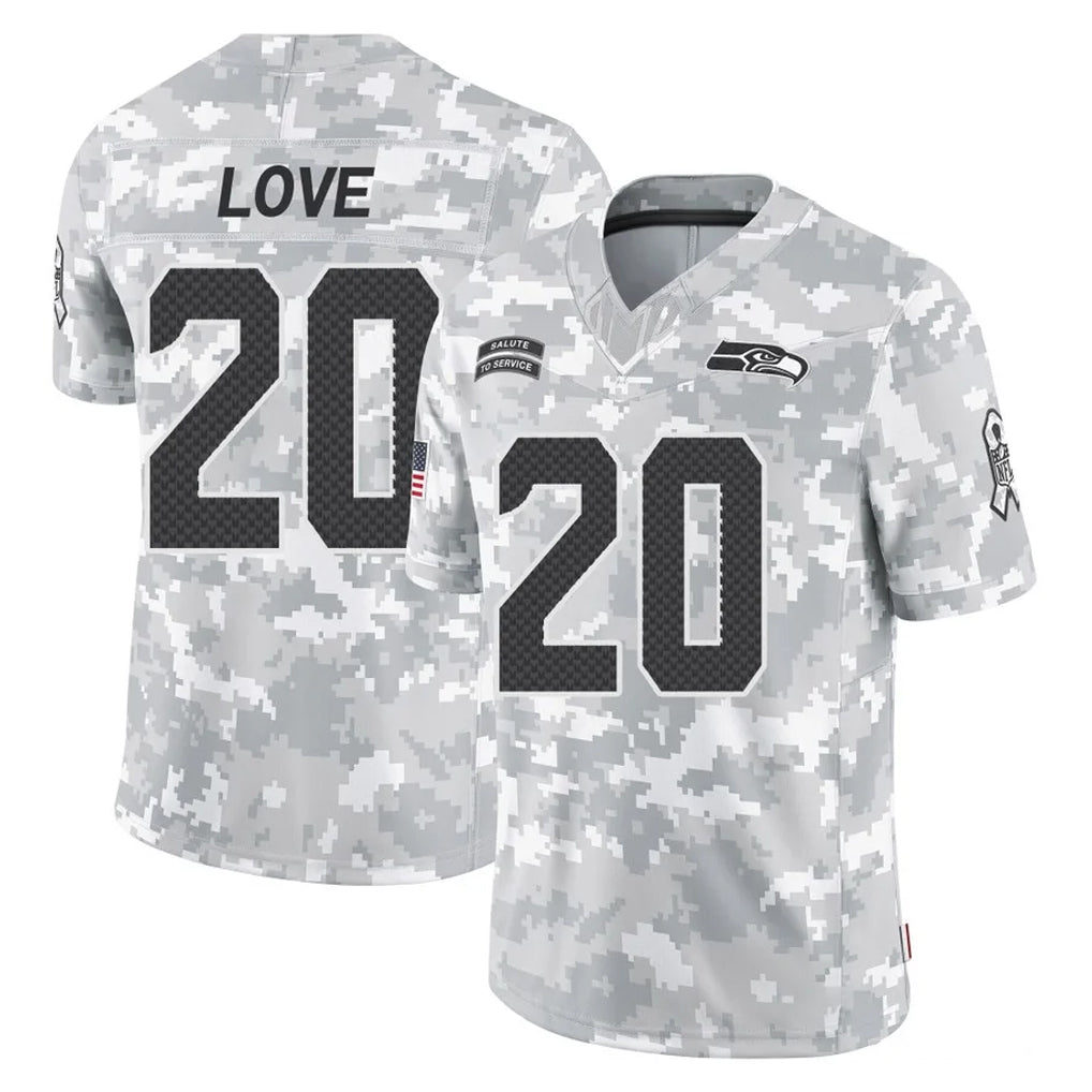 Rebec S.Seahawks #20 Julian Love Player Arctic Camo Limited Salute To Service Home Game Stitched Jerseys