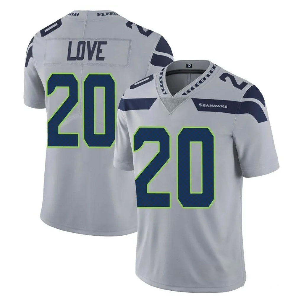 Rebec S.Seahawks #20 Julian Love Player Gray Limited Vapor Untouchable Home Game Stitched Jerseys