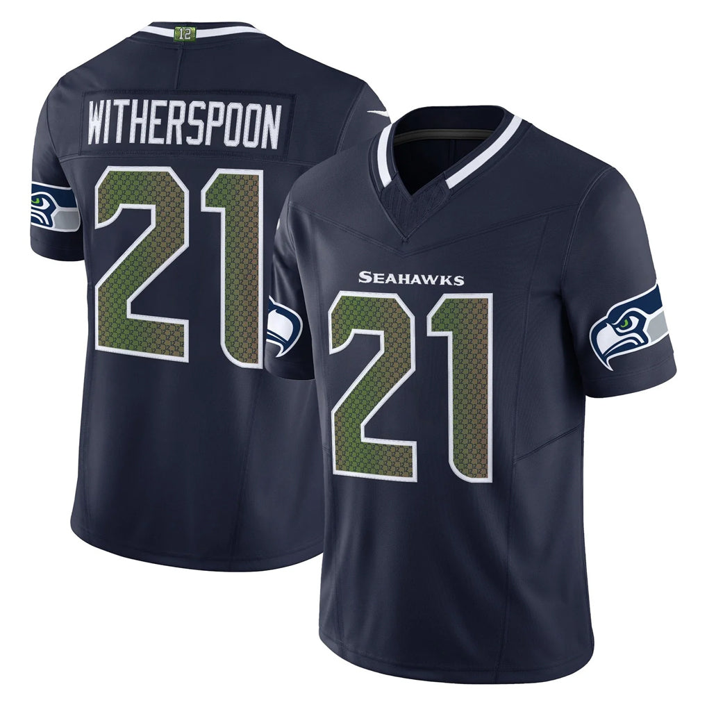 Rebec S.Seahawks #21 Devon Witherspoon Player Navy Rivalries Vapor Limited Home Game Stitched Jerseys