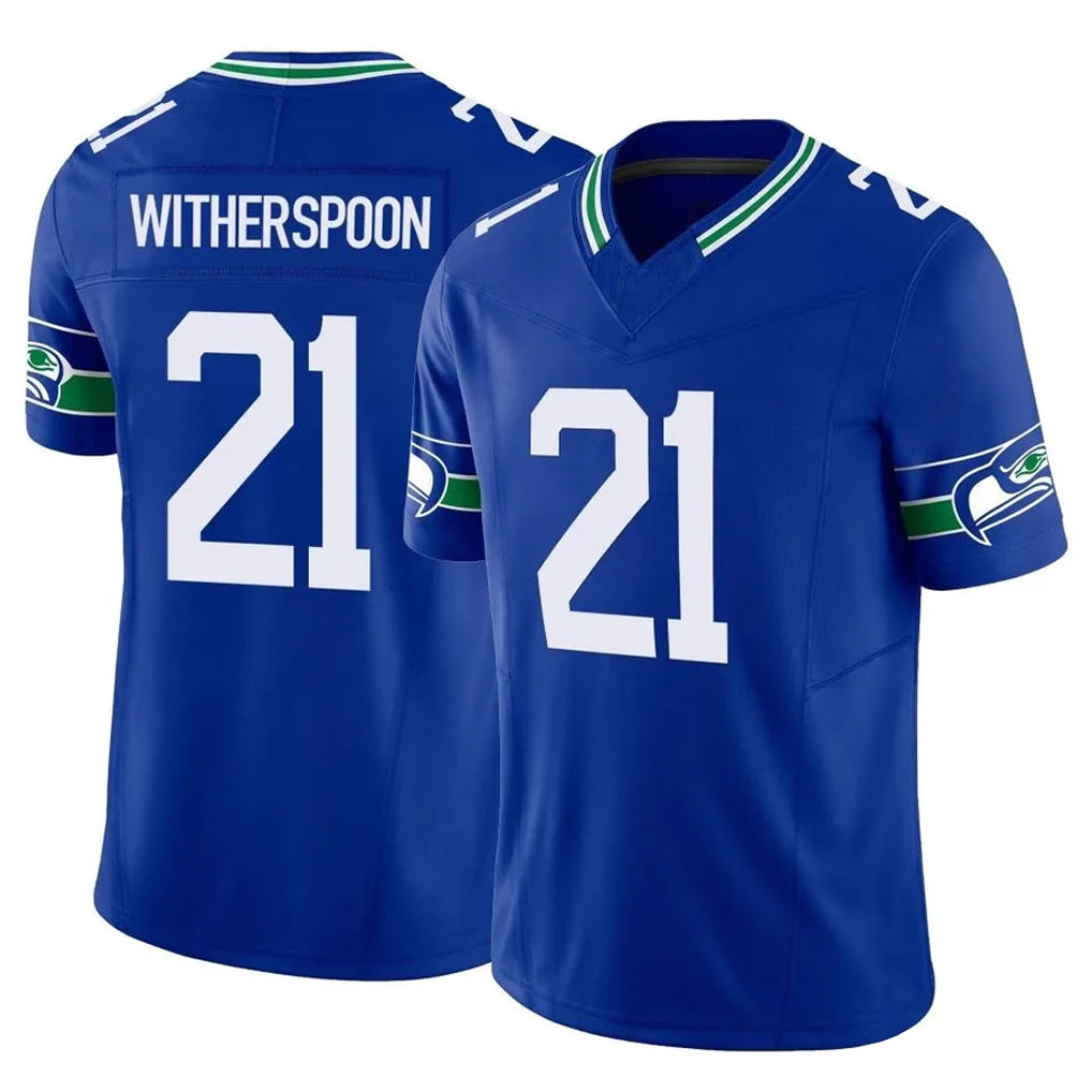 Rebec S.Seahawks #21 Devon Witherspoon Player Royal Limited Throwback Vapor F.U.S.E. Home Game Stitched Jerseys