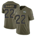 Rebec S.Seahawks #22 Rashid Shaheed Player Olive 2025 Salute To Service Limited Home Game Stitched Jerseys