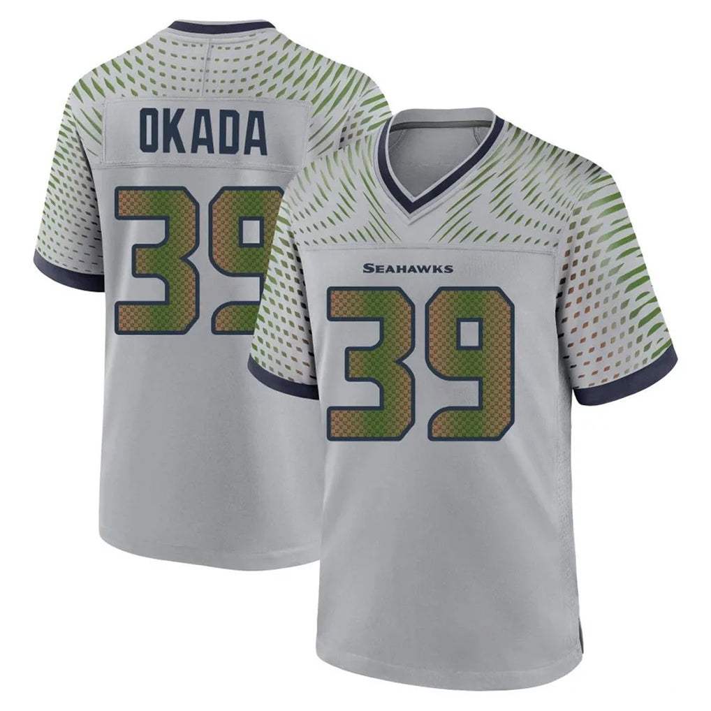 Rebec S.Seahawks #39 Ty Okada Player Grey 2025 Rivalries Collection Home Game Stitched Jerseys