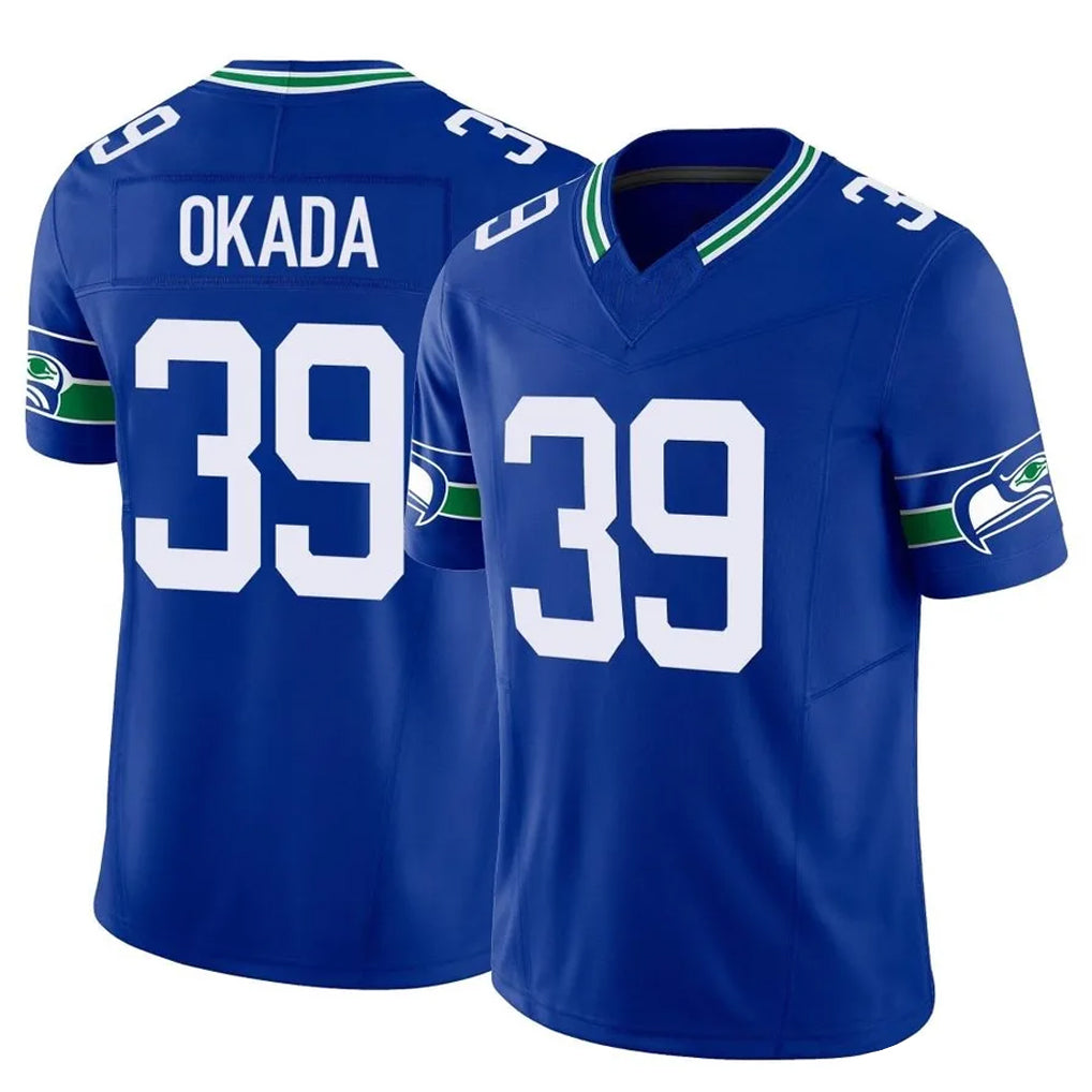 Rebec S.Seahawks #39 Ty Okada Player Royal Limited Throwback Vapor F.U.S.E. Home Game Stitched Jerseys