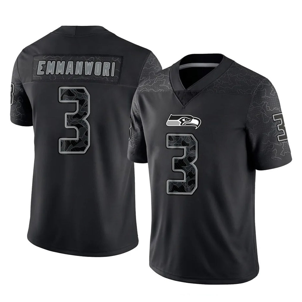 Rebec S.Seahawks #3 Nick Emmanwori Player Black Limited Reflective Home Game Stitched Jerseys